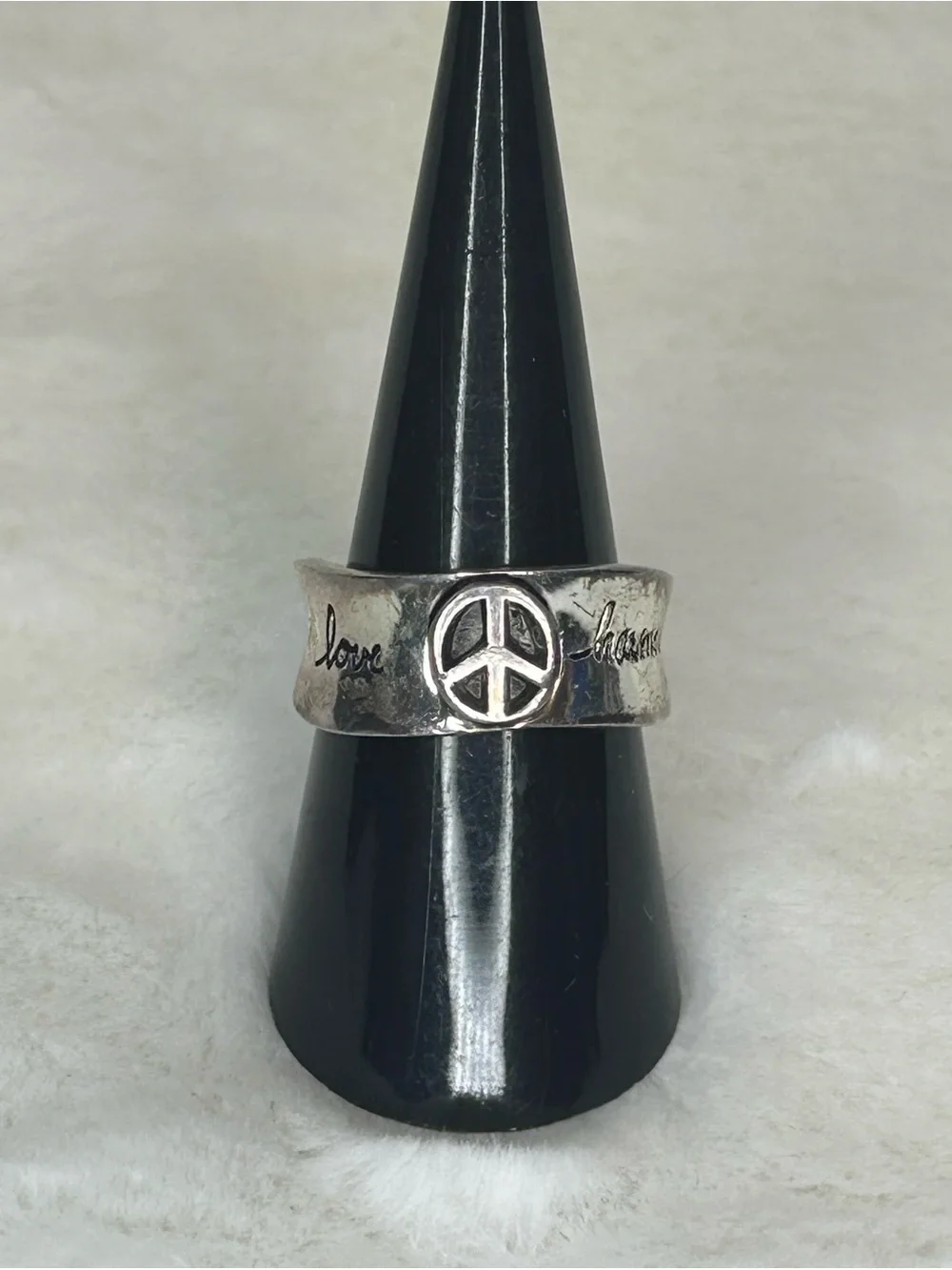 PEACE LOVE AND HARMONY STERLING SILVER 925 BAND RING